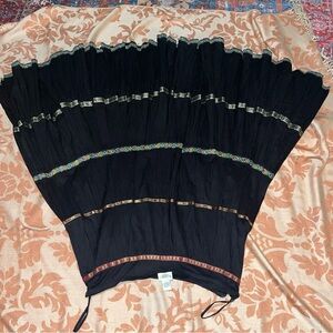 Sandy Starkman  Black Women Cotton BOHO Gypsy Long Maxi Tier Flare Skirt Size L